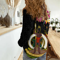 Vanuatu Ni-Van Women Casual Shirt Coat of Arms Sand Drawing