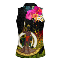Vanuatu Ni-Van Women Sleeveless Polo Shirt Coat of Arms Sand Drawing