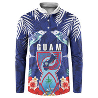 Guam Liberation Day Button Sweatshirt The Tribal Latte Stone and Dolphins with Hibiscus Chamorro Culture