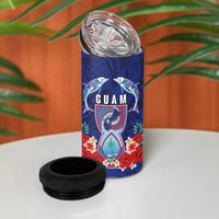 Guam Liberation Day 4 in 1 Can Cooler Tumbler The Tribal Latte Stone and Dolphins with Hibiscus Chamorro Culture LT03 - Polynesian Pride