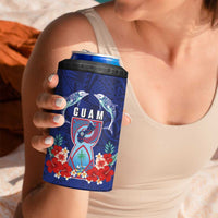 Guam Liberation Day 4 in 1 Can Cooler Tumbler The Tribal Latte Stone and Dolphins with Hibiscus Chamorro Culture LT03 - Polynesian Pride