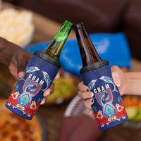 Guam Liberation Day 4 in 1 Can Cooler Tumbler The Tribal Latte Stone and Dolphins with Hibiscus Chamorro Culture LT03 - Polynesian Pride