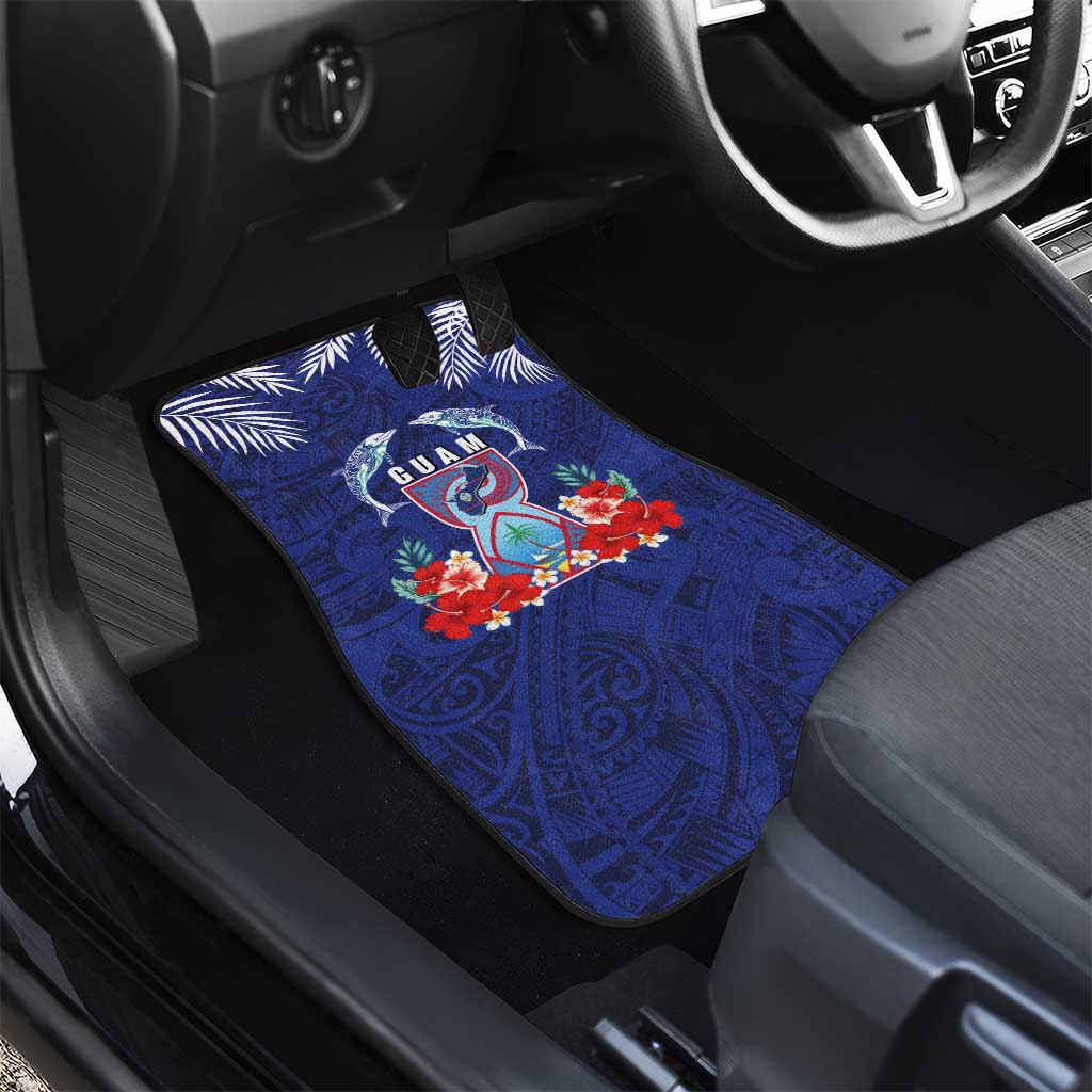 Guam Liberation Day Car Mats The Tribal Latte Stone and Dolphins with Hibiscus Chamorro Culture