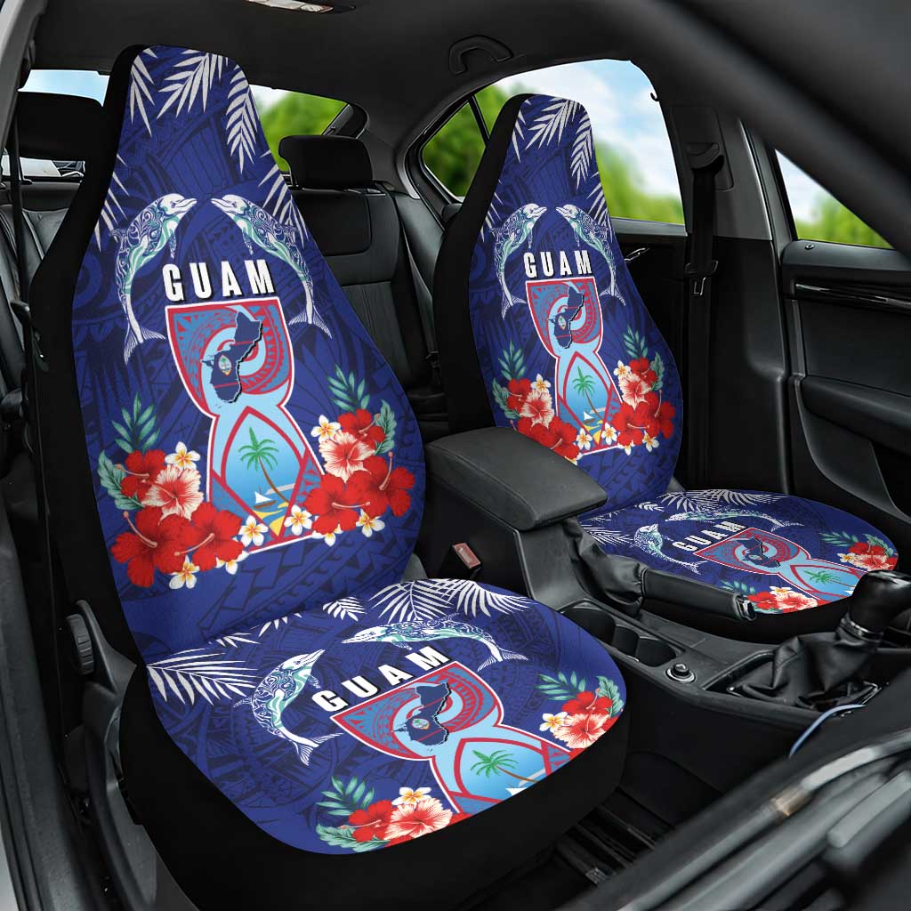 Guam Liberation Day Car Seat Cover The Tribal Latte Stone and Dolphins with Hibiscus Chamorro Culture