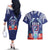 Guam Liberation Day Couples Matching Off The Shoulder Long Sleeve Dress and Hawaiian Shirt The Tribal Latte Stone and Dolphins with Hibiscus Chamorro Culture