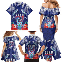 Guam Liberation Day Family Matching Mermaid Dress and Hawaiian Shirt The Tribal Latte Stone and Dolphins with Hibiscus Chamorro Culture LT03 - Polynesian Pride