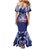 Guam Liberation Day Family Matching Mermaid Dress and Hawaiian Shirt The Tribal Latte Stone and Dolphins with Hibiscus Chamorro Culture LT03 - Polynesian Pride