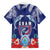 Guam Liberation Day Family Matching Off The Shoulder Long Sleeve Dress and Hawaiian Shirt The Tribal Latte Stone and Dolphins with Hibiscus Chamorro Culture