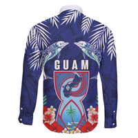 Guam Liberation Day Family Matching Off The Shoulder Long Sleeve Dress and Hawaiian Shirt The Tribal Latte Stone and Dolphins with Hibiscus Chamorro Culture