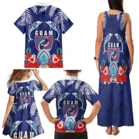 Guam Liberation Day Family Matching Tank Maxi Dress and Hawaiian Shirt The Tribal Latte Stone and Dolphins with Hibiscus Chamorro Culture LT03 - Polynesian Pride