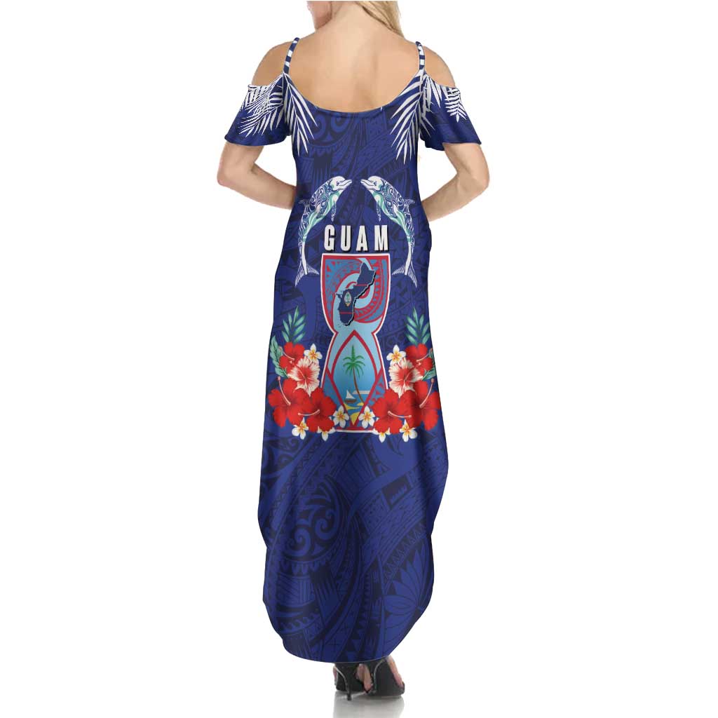 Guam Liberation Day Summer Maxi Dress The Tribal Latte Stone and Dolphins with Hibiscus Chamorro Culture