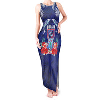 Guam Liberation Day Tank Maxi Dress The Tribal Latte Stone and Dolphins with Hibiscus Chamorro Culture