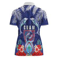 Guam Liberation Day Women Polo Shirt The Tribal Latte Stone and Dolphins with Hibiscus Chamorro Culture LT03 - Polynesian Pride