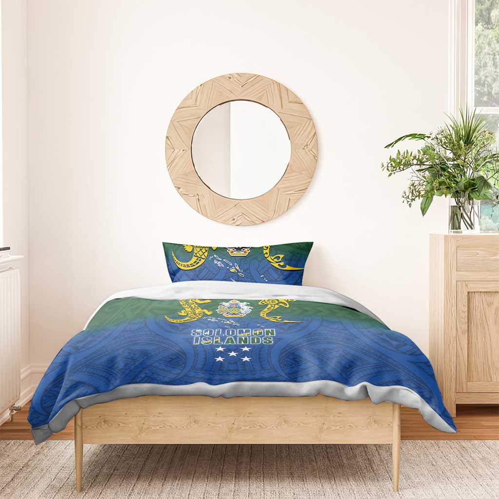 Solomon Islands Bedding Set The Guardians-Tribal Crocodile and Shark Melanesian Tattoo