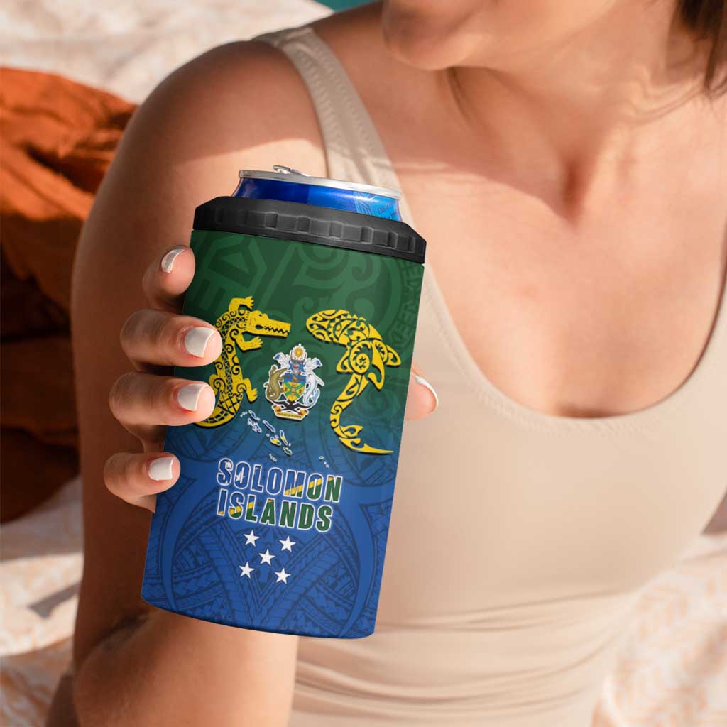 Solomon Islands 4 in 1 Can Cooler Tumbler The Guardians-Tribal Crocodile and Shark Melanesian Tattoo LT03 - Polynesian Pride