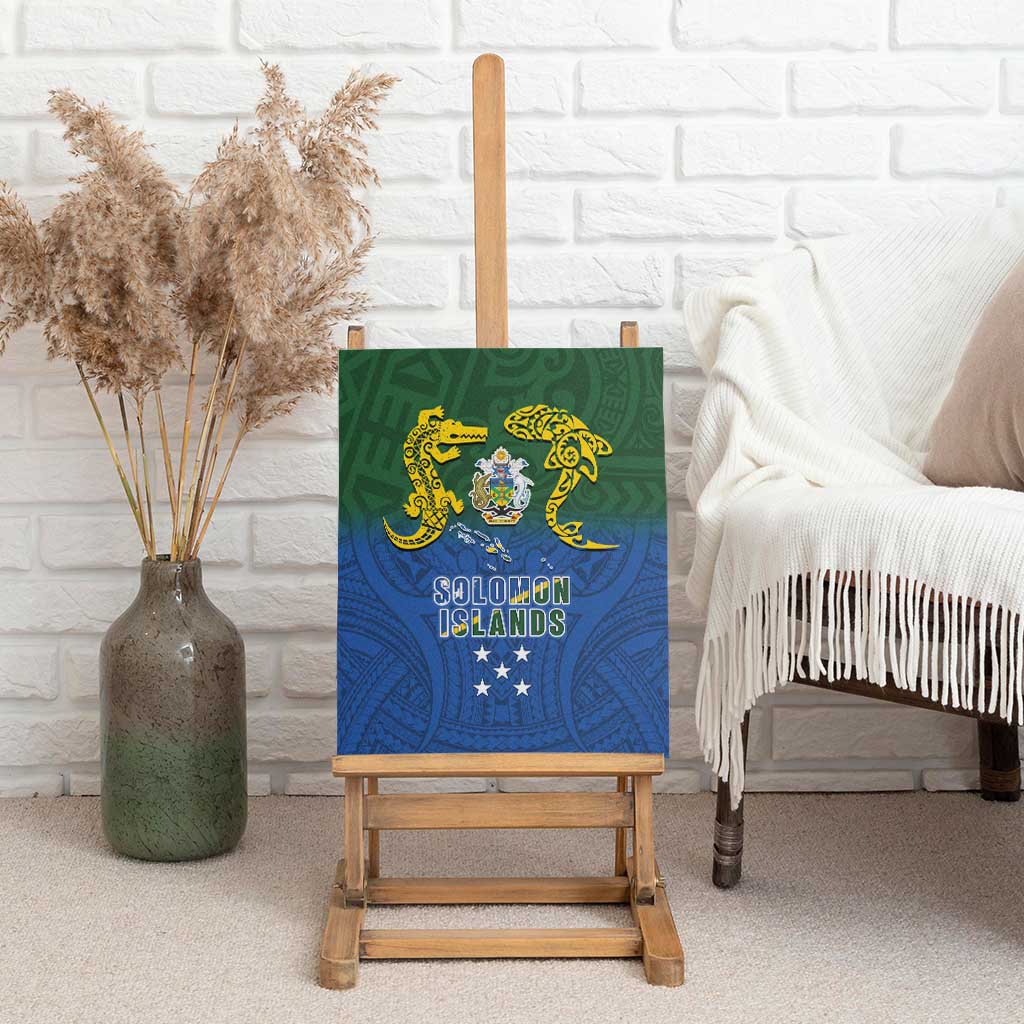 Solomon Islands Canvas Wall Art The Guardians-Tribal Crocodile and Shark Melanesian Tattoo
