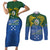 Solomon Islands Couples Matching Short Sleeve Bodycon Dress and Long Sleeve Button Shirt The Guardians-Tribal Crocodile and Shark Melanesian Tattoo