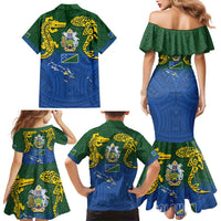 Solomon Islands Family Matching Mermaid Dress and Hawaiian Shirt The Guardians-Tribal Crocodile and Shark Melanesian Tattoo LT03 - Polynesian Pride