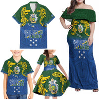 Solomon Islands Family Matching Off Shoulder Maxi Dress and Hawaiian Shirt The Guardians-Tribal Crocodile and Shark Melanesian Tattoo LT03 - Polynesian Pride