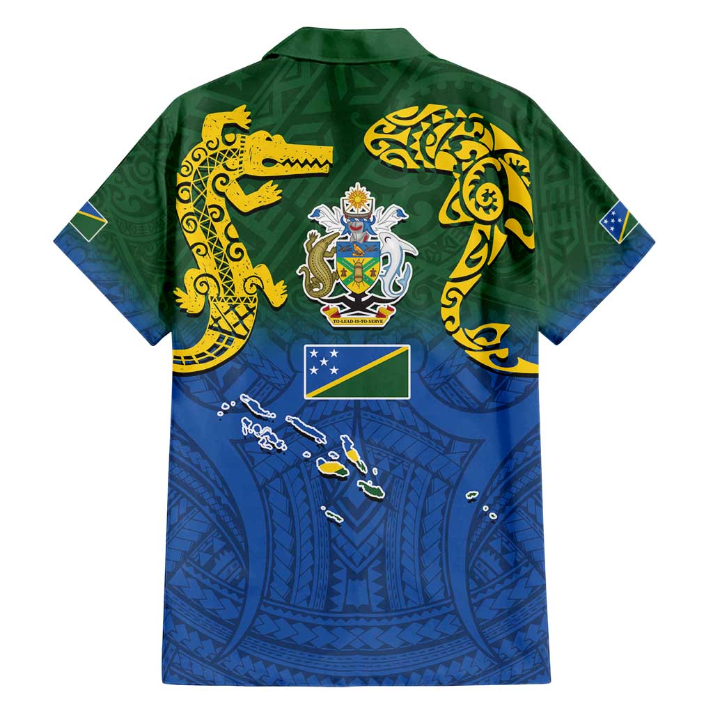 Solomon Islands Family Matching Off Shoulder Maxi Dress and Hawaiian Shirt The Guardians-Tribal Crocodile and Shark Melanesian Tattoo LT03 - Polynesian Pride