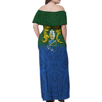 Solomon Islands Family Matching Off Shoulder Maxi Dress and Hawaiian Shirt The Guardians-Tribal Crocodile and Shark Melanesian Tattoo LT03 - Polynesian Pride