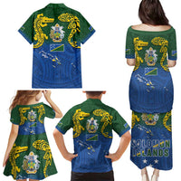 Solomon Islands Family Matching Puletasi and Hawaiian Shirt The Guardians-Tribal Crocodile and Shark Melanesian Tattoo LT03 - Polynesian Pride