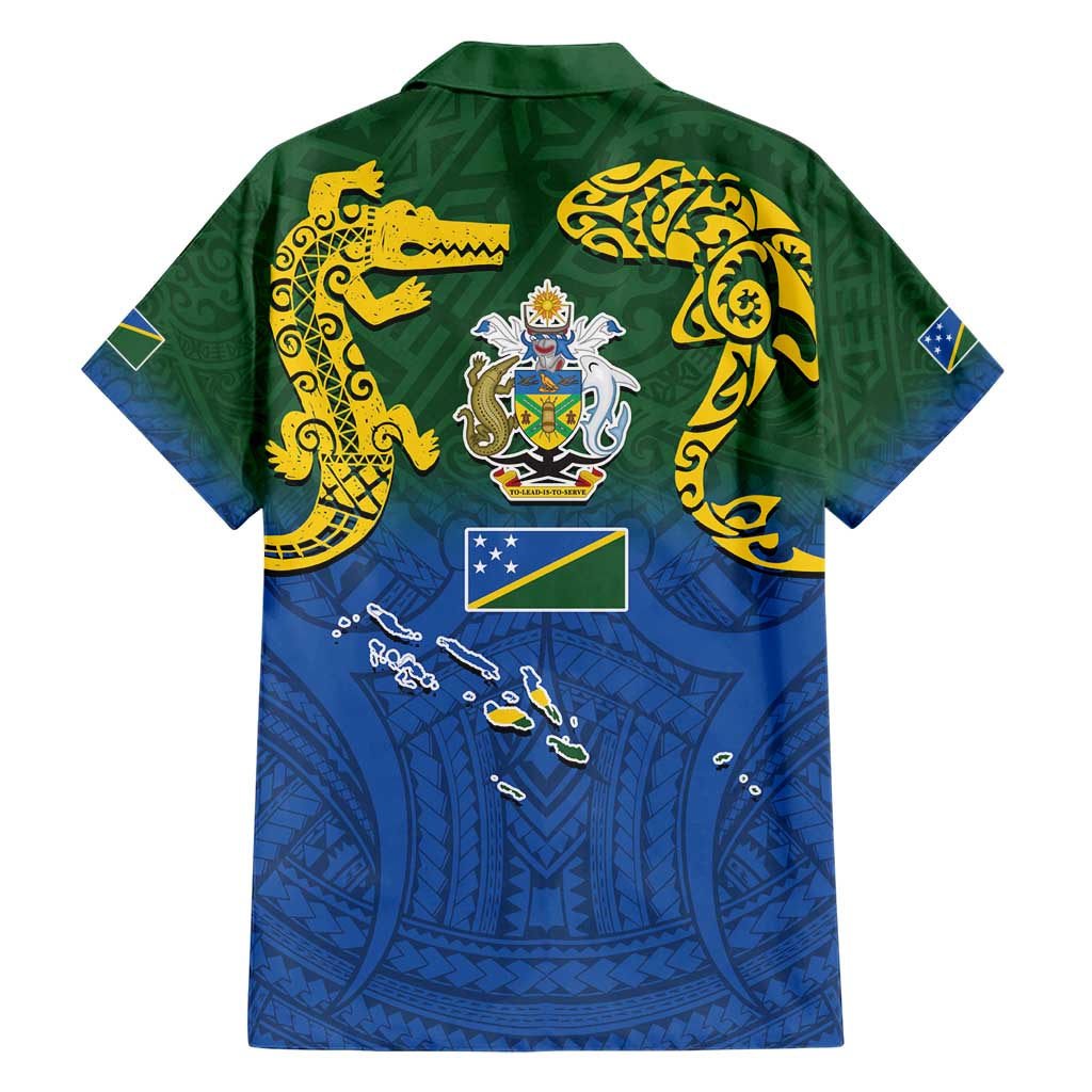 Solomon Islands Family Matching Short Sleeve Bodycon Dress and Hawaiian Shirt The Guardians-Tribal Crocodile and Shark Melanesian Tattoo LT03 - Polynesian Pride
