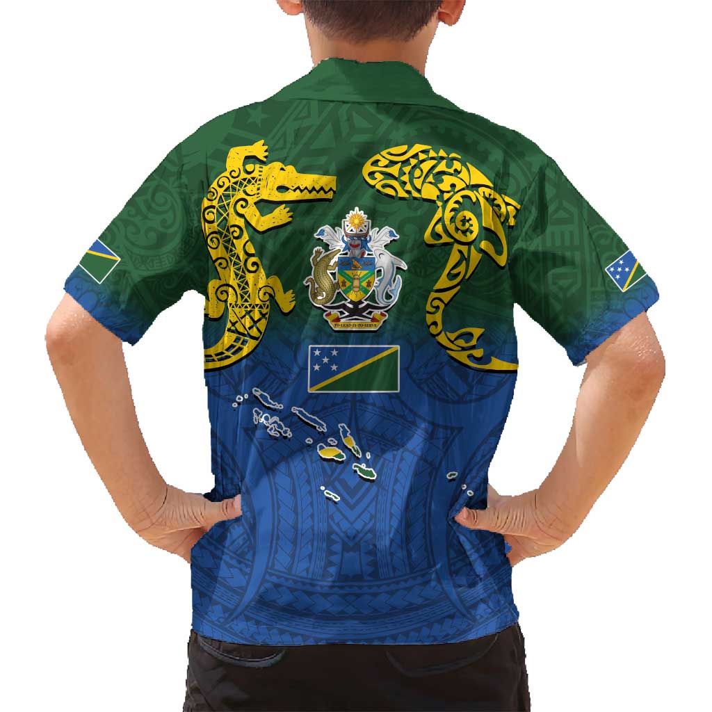 Solomon Islands Family Matching Summer Maxi Dress and Hawaiian Shirt The Guardians-Tribal Crocodile and Shark Melanesian Tattoo LT03 - Polynesian Pride