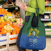 Solomon Islands Grocery Bag The Guardians-Tribal Crocodile and Shark Melanesian Tattoo