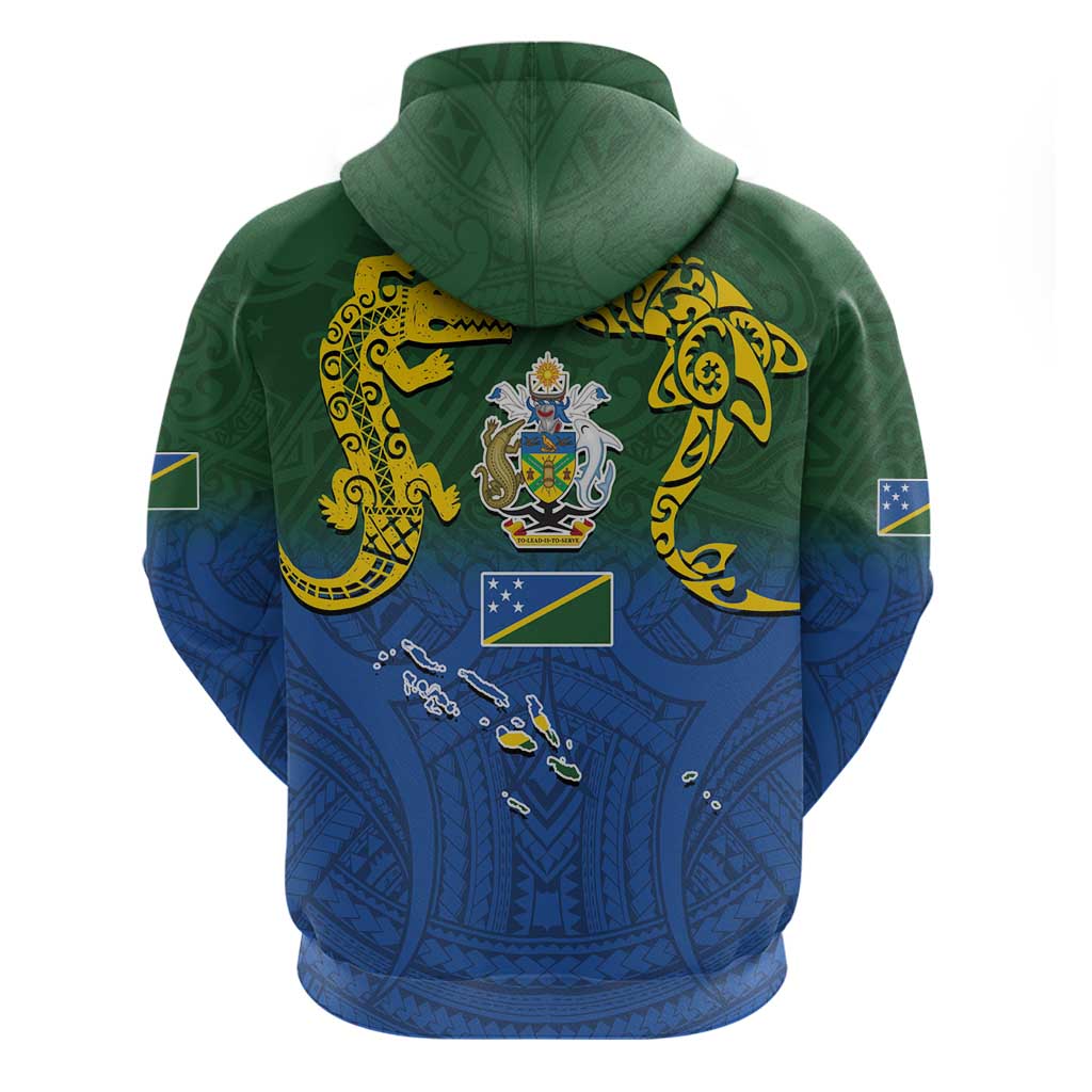 Solomon Islands Hoodie The Guardians-Tribal Crocodile and Shark Melanesian Tattoo