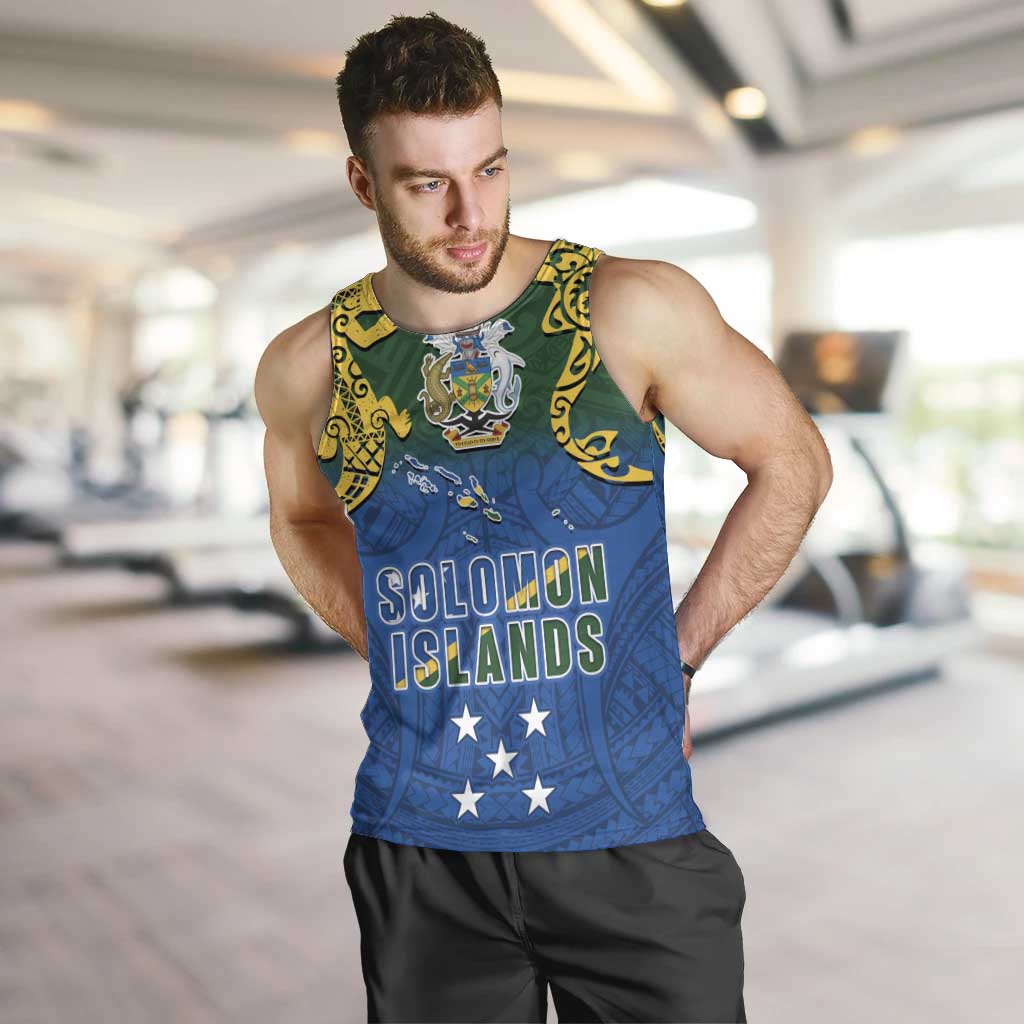 Solomon Islands Men Tank Top The Guardians-Tribal Crocodile and Shark Melanesian Tattoo