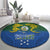 Solomon Islands Round Carpet The Guardians-Tribal Crocodile and Shark Melanesian Tattoo