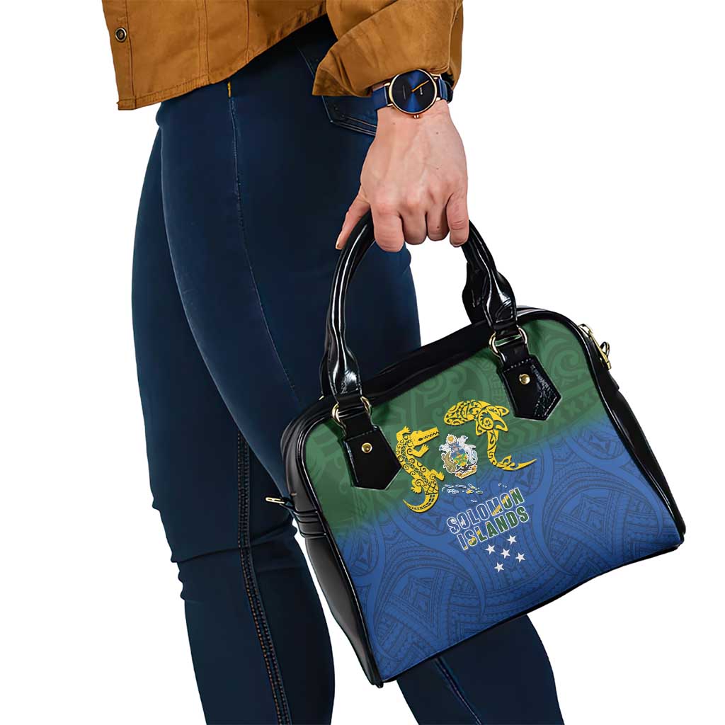 Solomon Islands Shoulder Handbag The Guardians-Tribal Crocodile and Shark Melanesian Tattoo