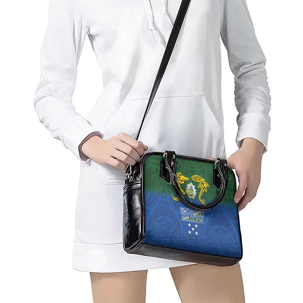 Solomon Islands Shoulder Handbag The Guardians-Tribal Crocodile and Shark Melanesian Tattoo