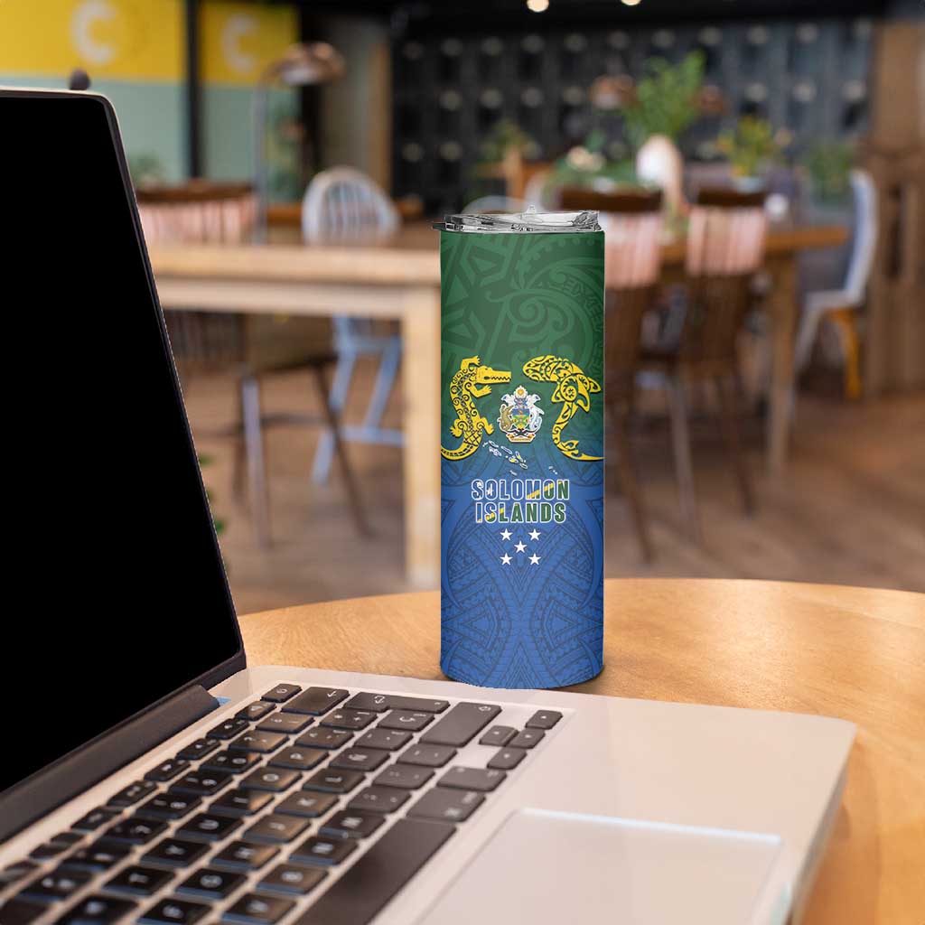 Solomon Islands Skinny Tumbler The Guardians-Tribal Crocodile and Shark Melanesian Tattoo LT03 - Polynesian Pride