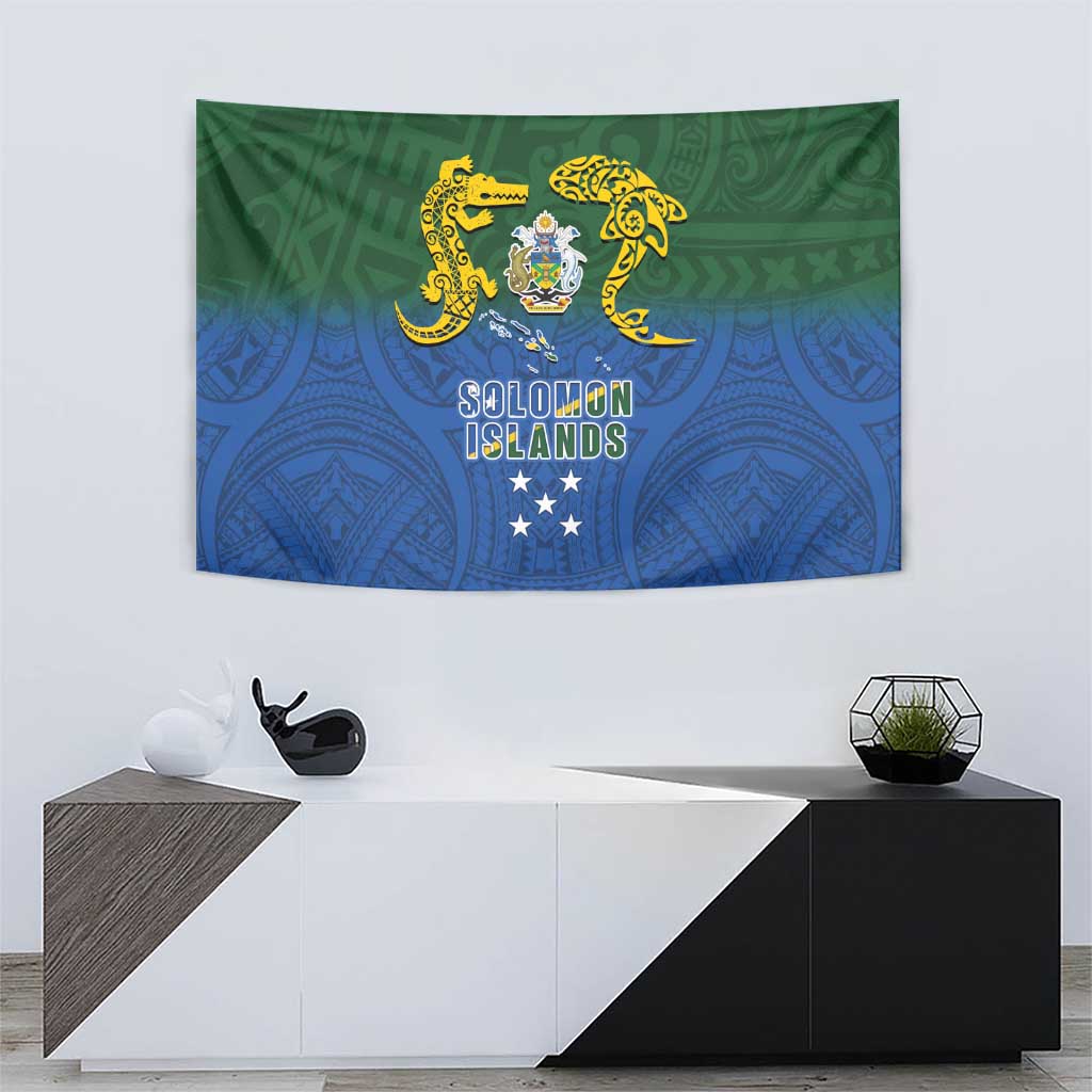 Solomon Islands Tapestry The Guardians-Tribal Crocodile and Shark Melanesian Tattoo