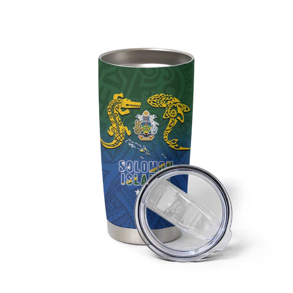 Solomon Islands Tumbler Cup The Guardians-Tribal Crocodile and Shark Melanesian Tattoo