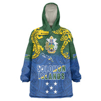 Solomon Islands Wearable Blanket Hoodie The Guardians-Tribal Crocodile and Shark Melanesian Tattoo LT03 One Size Green - Polynesian Pride