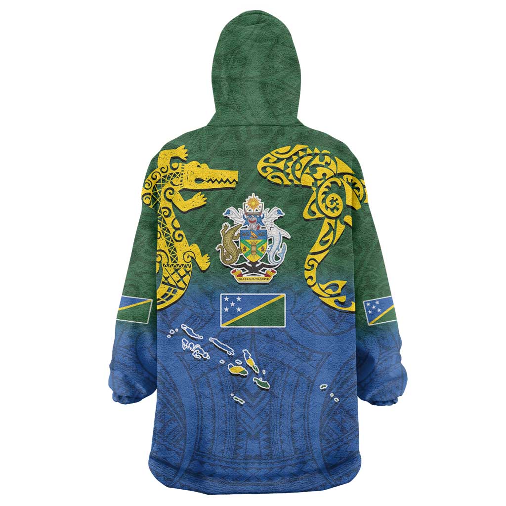 Solomon Islands Wearable Blanket Hoodie The Guardians-Tribal Crocodile and Shark Melanesian Tattoo LT03 - Polynesian Pride