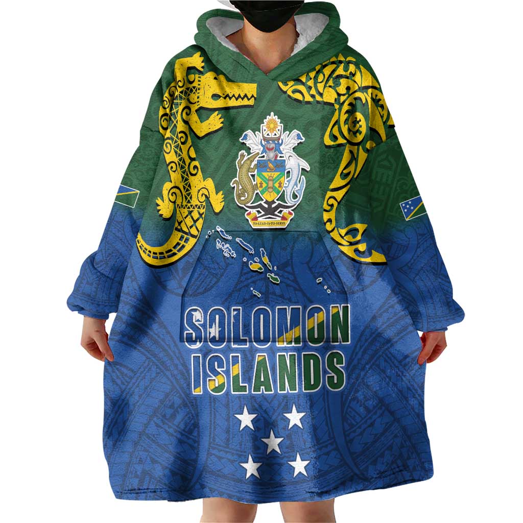 Solomon Islands Wearable Blanket Hoodie The Guardians-Tribal Crocodile and Shark Melanesian Tattoo LT03 - Polynesian Pride