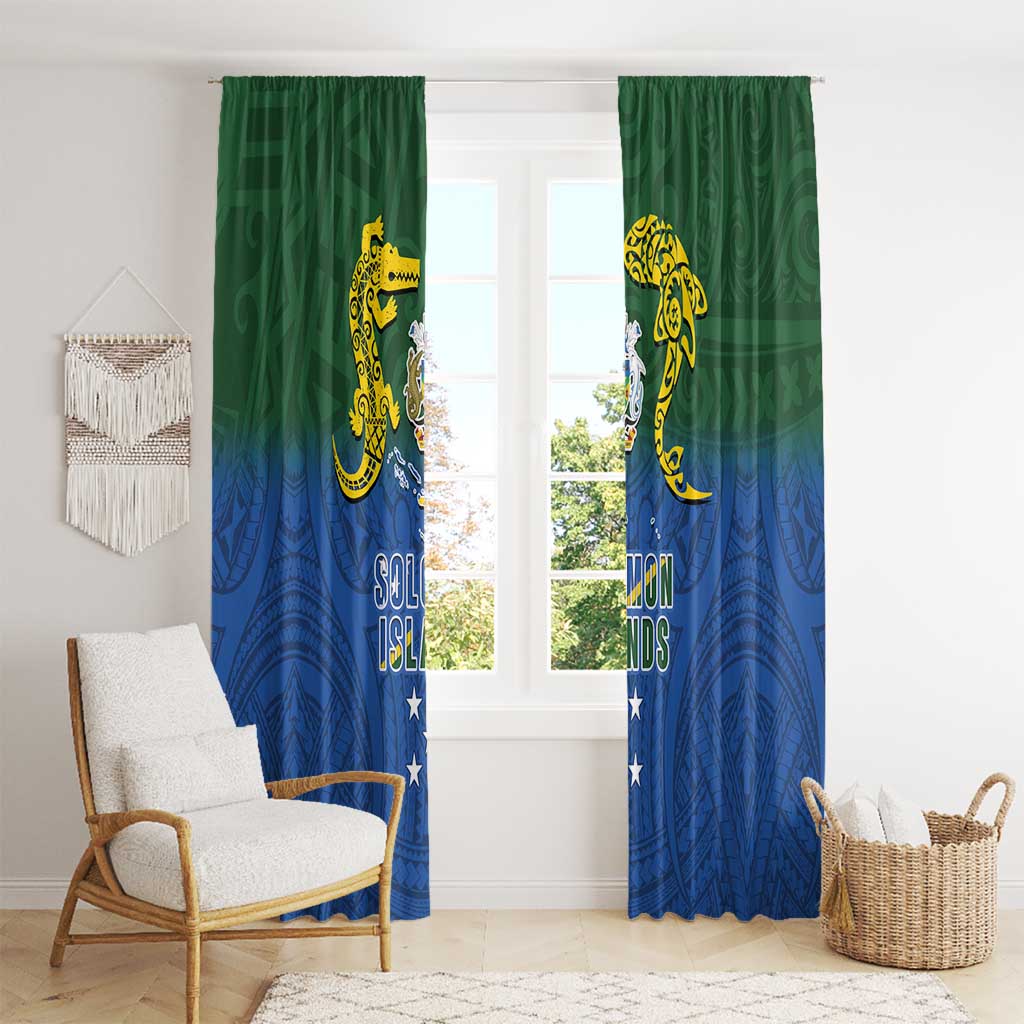 Solomon Islands Window Curtain The Guardians-Tribal Crocodile and Shark Melanesian Tattoo