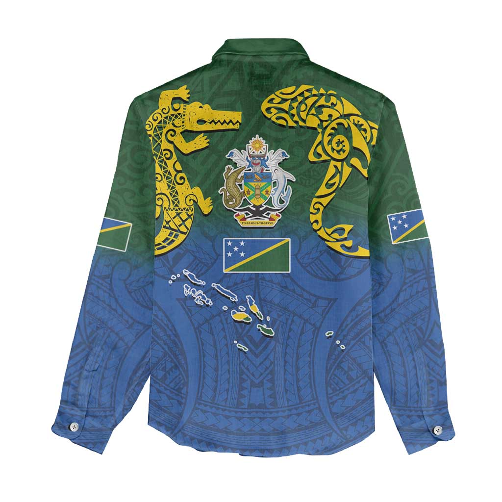 Solomon Islands Women Casual Shirt The Guardians-Tribal Crocodile and Shark Melanesian Tattoo LT03 - Polynesian Pride