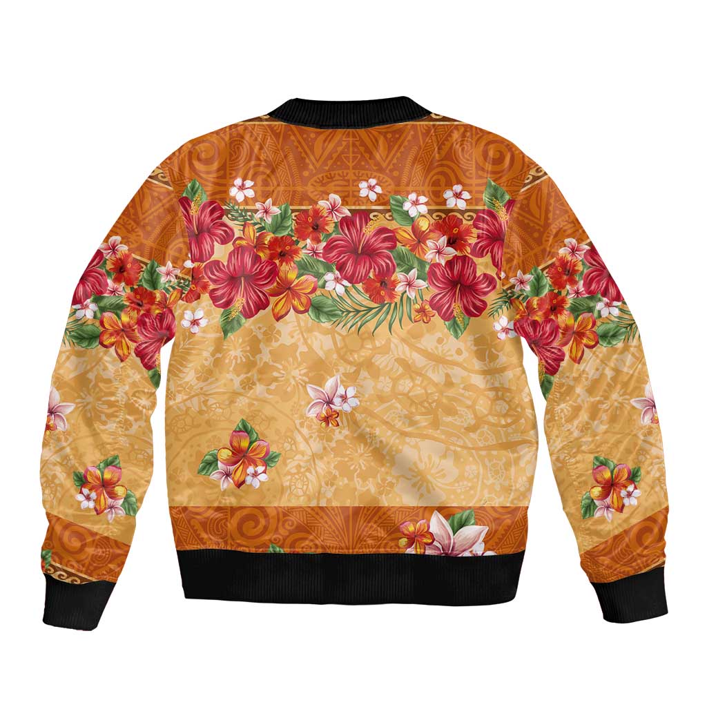 Hawaii Hibiscus Bomber Jacket Turtles and Tribal Motifs Vintage Floral Style
