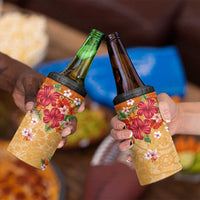 Hawaii Hibiscus 4 in 1 Can Cooler Tumbler Turtles and Tribal Motifs Vintage Floral Style LT03 - Polynesian Pride