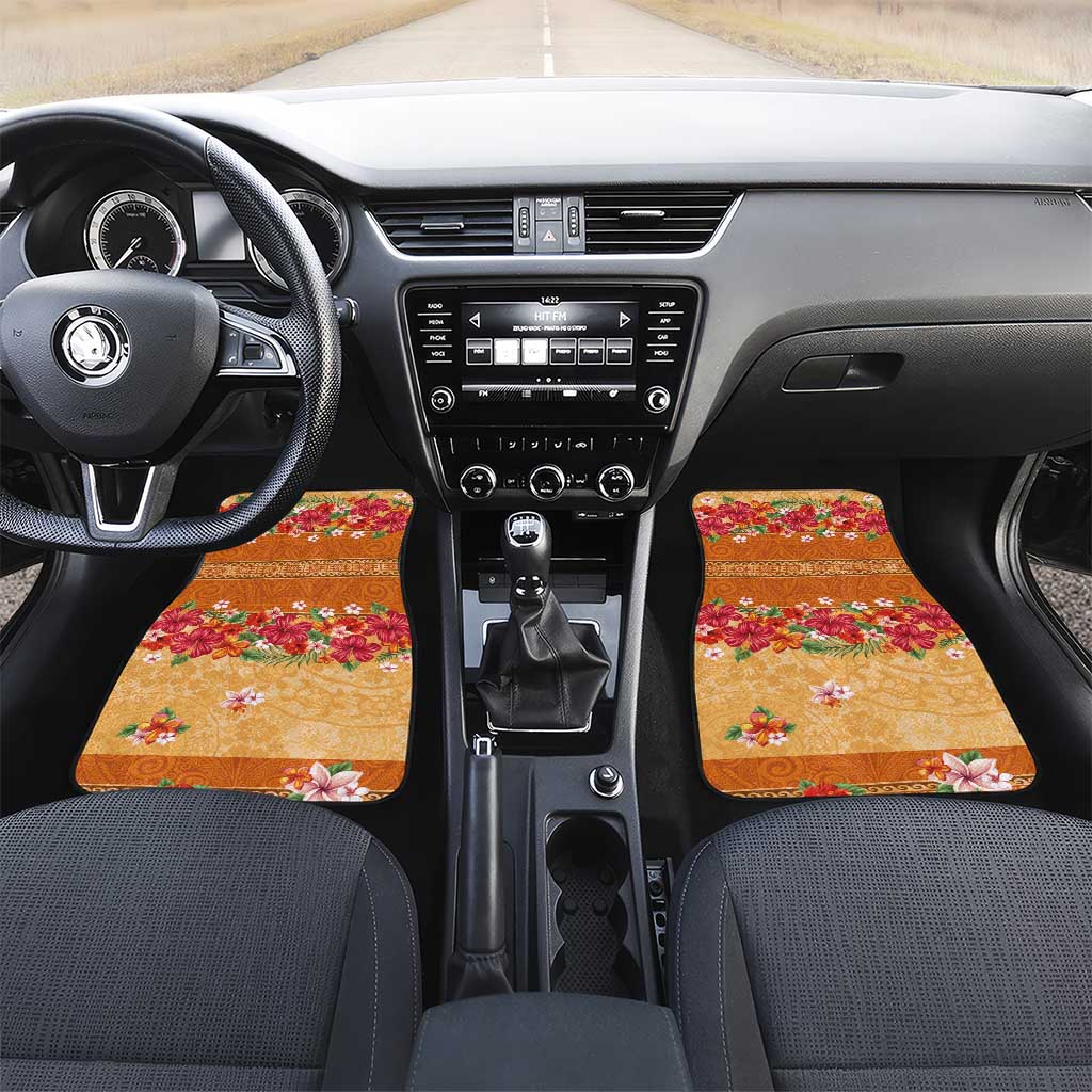 Hawaii Hibiscus Car Mats Turtles and Tribal Motifs Vintage Floral Style