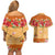 Hawaii Hibiscus Couples Matching Off Shoulder Short Dress and Hawaiian Shirt Turtles and Tribal Motifs Vintage Floral Style