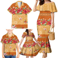 Hawaii Hibiscus Family Matching Mermaid Dress and Hawaiian Shirt Turtles and Tribal Motifs Vintage Floral Style LT03 - Polynesian Pride