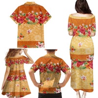 Hawaii Hibiscus Family Matching Puletasi and Hawaiian Shirt Turtles and Tribal Motifs Vintage Floral Style LT03 - Polynesian Pride