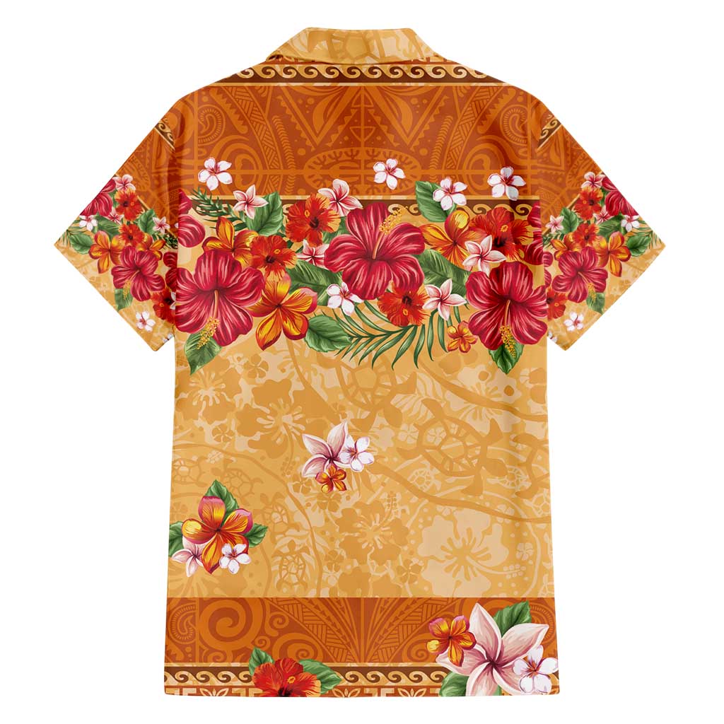 Hawaii Hibiscus Family Matching Short Sleeve Bodycon Dress and Hawaiian Shirt Turtles and Tribal Motifs Vintage Floral Style LT03 - Polynesian Pride