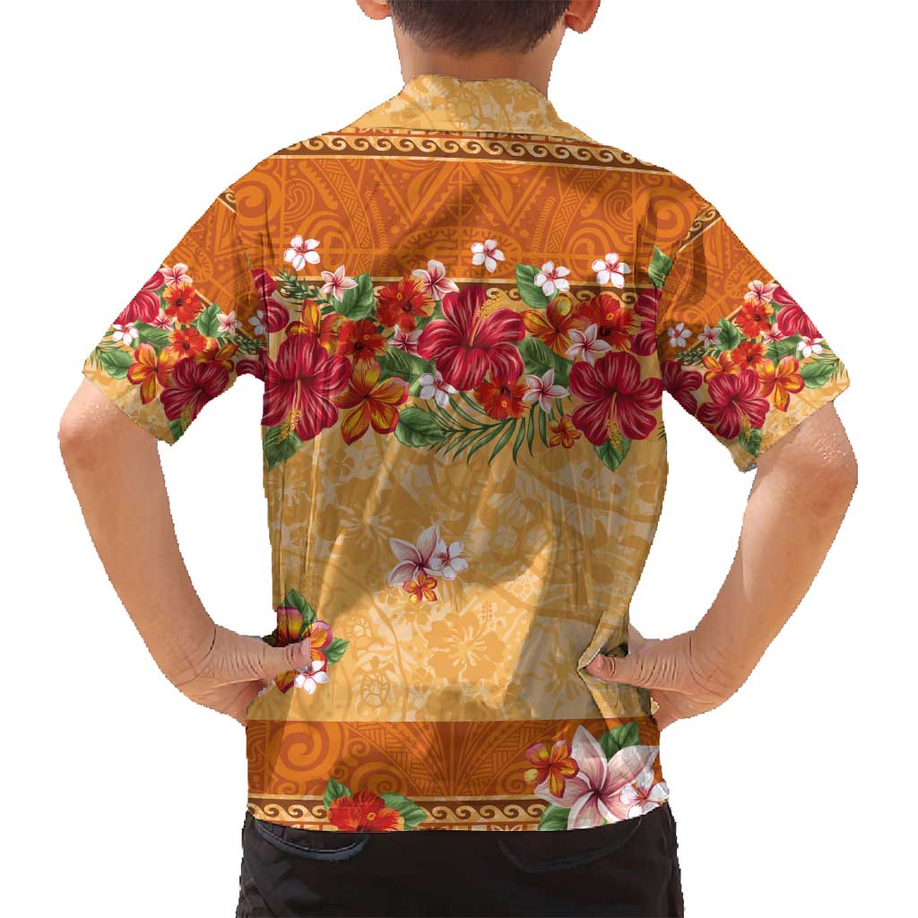 Hawaii Hibiscus Family Matching Summer Maxi Dress and Hawaiian Shirt Turtles and Tribal Motifs Vintage Floral Style LT03 - Polynesian Pride